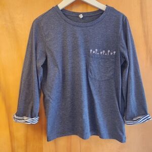 Yargici Women's Cuffed Embroidered 3/4 Sleeved T-shirt in Charcoal, Size S